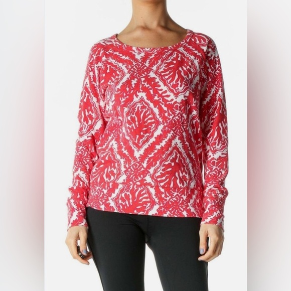 Lilly Pulitzer Tops - Lilly Pulitzer Kingsley Long Sleeve Coral Reef Madness terry sweatshirt XS